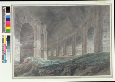 Interior del ambulatorio inferior del Coliseo, Roma, 1778 de John Robert Cozens